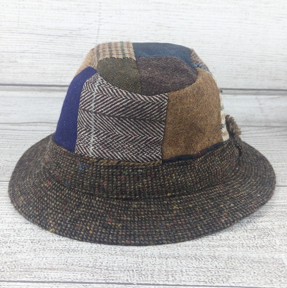 Hanna Hat Tweed Walking Hat Patch Work Multicolor Wool Made in Ireland Sz Small - Picture 2 of 9